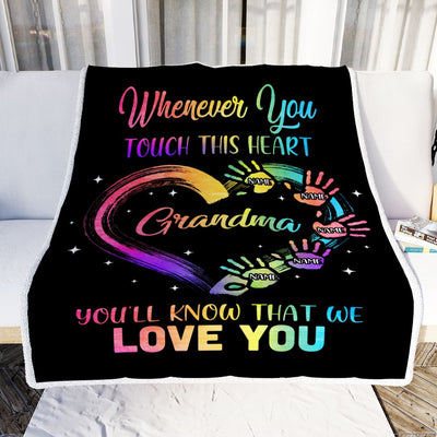 Personalized Grandma Blanket From Grandkids Granddaughter Grandson We Love You Grandparent Grandma Birthday Mothers Day Christmas Customized Bed Fleece Blanket | siriusteestore