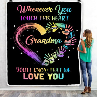 Personalized Grandma Blanket From Grandkids Granddaughter Grandson We Love You Grandparent Grandma Birthday Mothers Day Christmas Customized Bed Fleece Blanket | siriusteestore