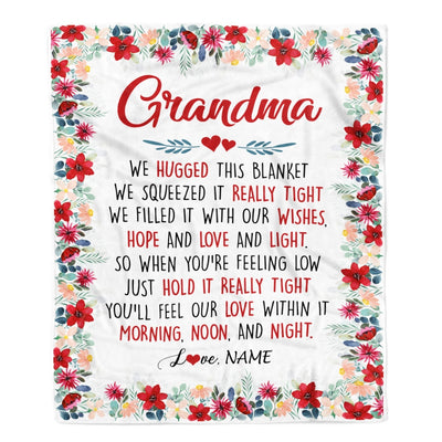 Personalized Grandma Blanket From Grandkids Grandson Granddaughter We Hugged This Blanket Grandma Birthday Mothers Day Christmas Customized Fleece Blanket | siriusteestore