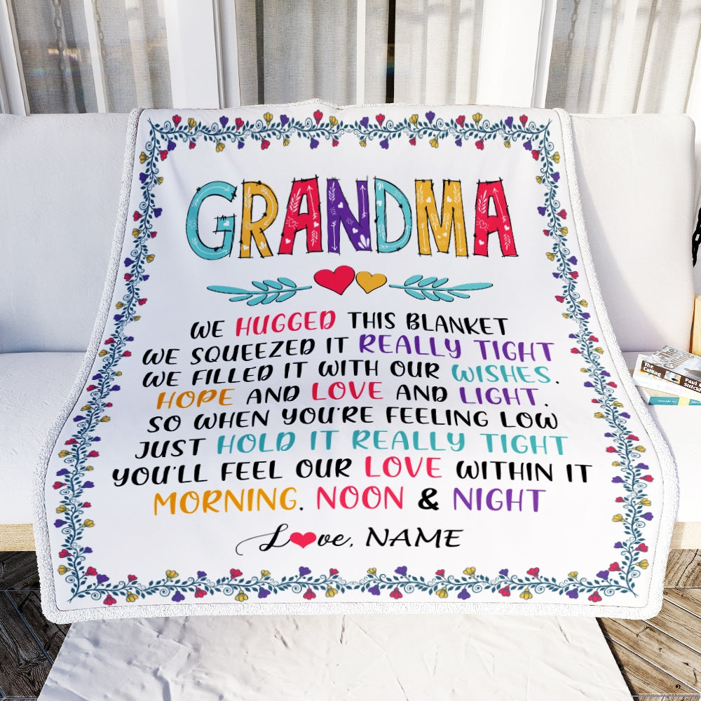 Personalized grandma blanket with grandkids names on sale