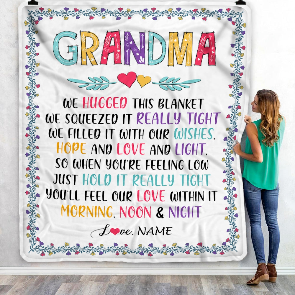 Personalized Grandma Blanket From Grandkids We Hugged This Blanket Grandma Birthday Mothers Day Christmas Customized Fleece Blanket | siriusteestore