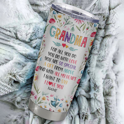 Personalized Grandma From Granddaughter Grandson Stainless Steel Tumbler Cup You Are So Special I Love You Grandma Mothers Day Birthday Christmas Travel Mug | siriusteestore