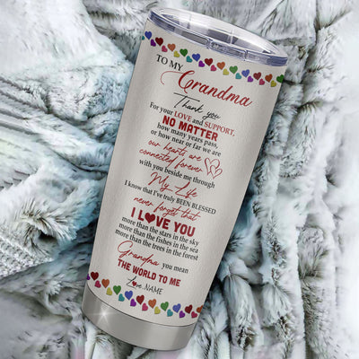 Personalized Grandma From Grandkids Stainless Steel Tumbler Cup Never Forget I Love You You Mean The World To Me Grandma Mothers Day Birthday Christmas Travel Mug | siriusteestore