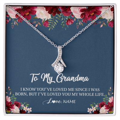 Alluring Beauty Necklace | Personalized Grandma Necklace From Grandkids Granddaughter Grandson I've Loved You My Whole Life Floral Grandma Birthday Mothers Day Christmas Customized Message Card | siriusteestore
