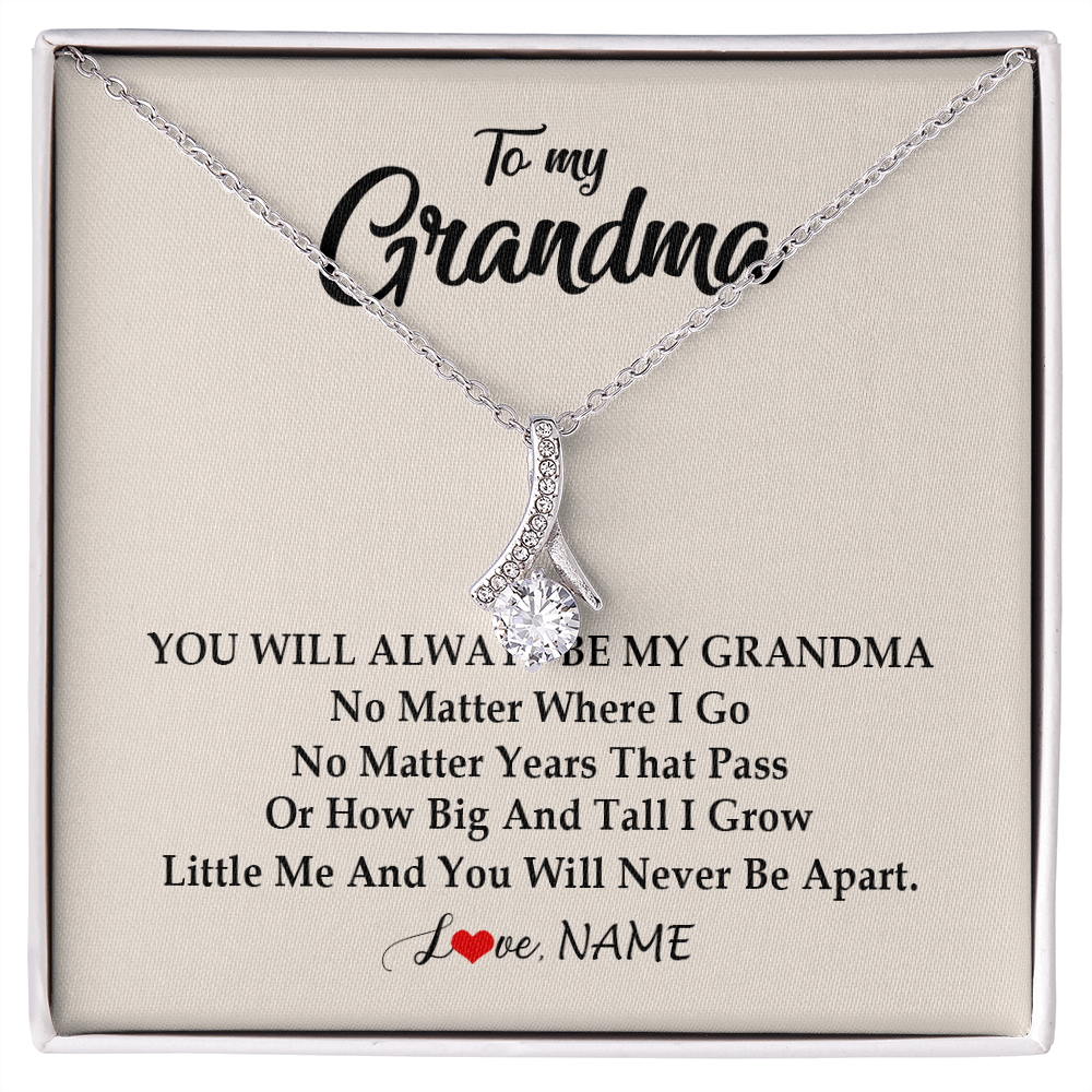 Alluring Beauty Necklace | Personalized Grandma Necklace From Grandkids Granddaughter Grandson You Will Always Be My Grandma Birthday Mothers Day Christmas Customized Gift Box Message Card | siriusteestore