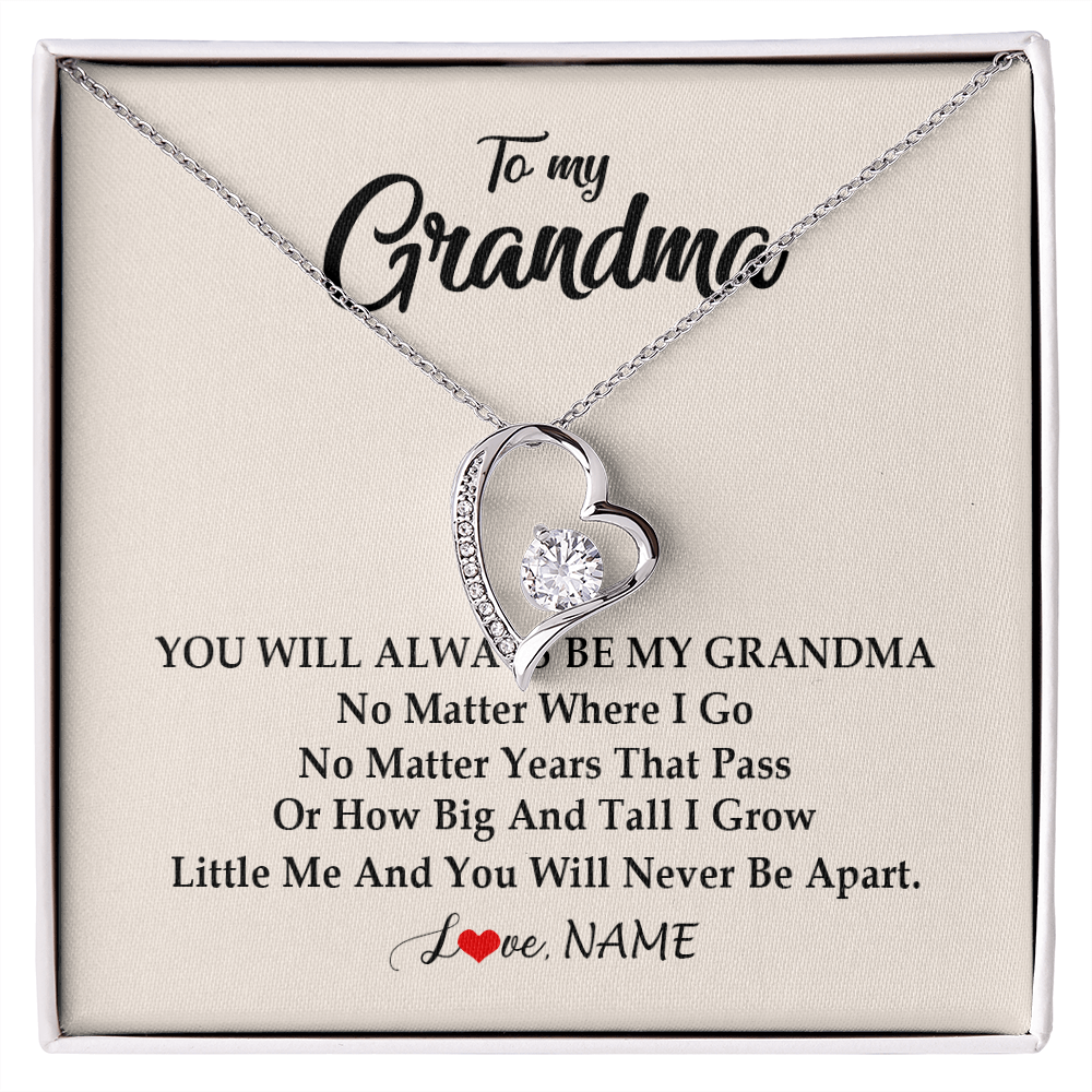 Forever Love Necklace | Personalized Grandma Necklace From Grandkids Granddaughter Grandson You Will Always Be My Grandma Birthday Mothers Day Christmas Customized Gift Box Message Card | siriusteestore