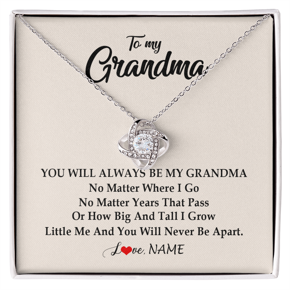 Love Knot Necklace | Personalized Grandma Necklace From Grandkids Granddaughter Grandson You Will Always Be My Grandma Birthday Mothers Day Christmas Customized Gift Box Message Card | siriusteestore
