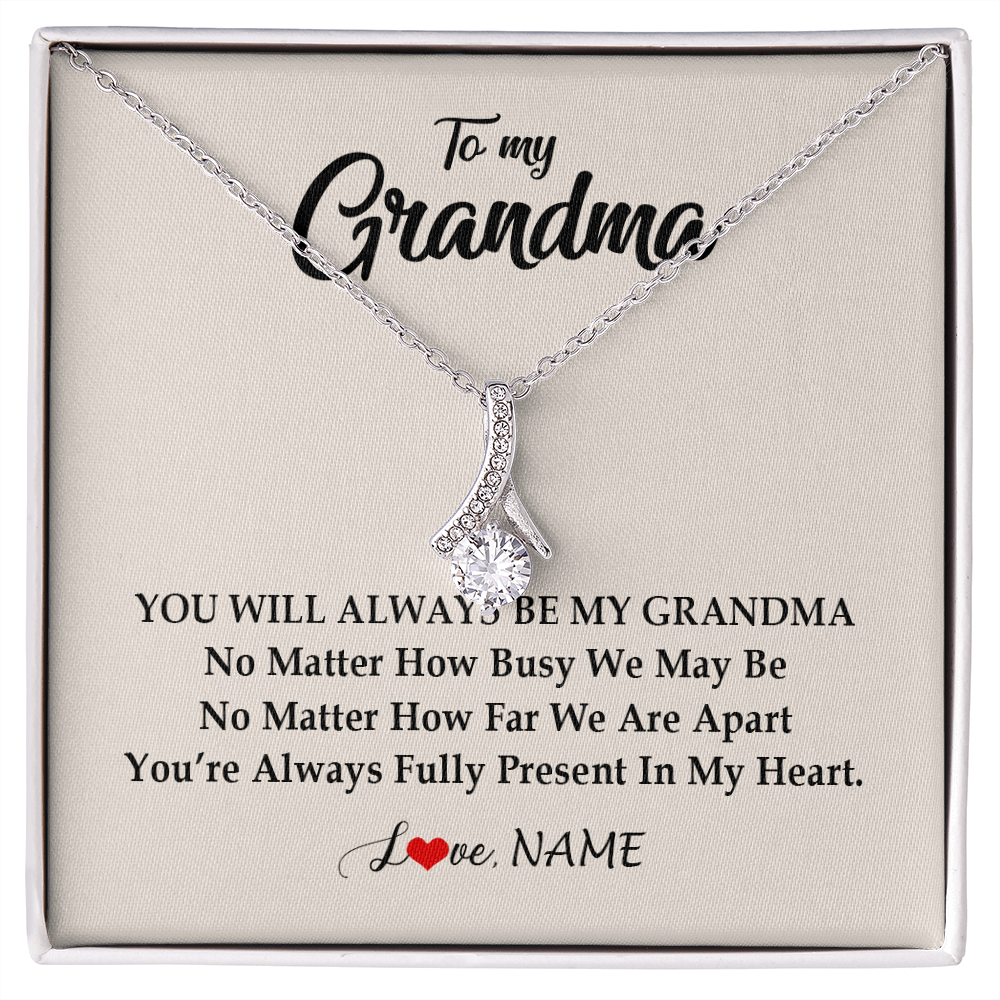 Alluring Beauty Necklace | Personalized Grandma Necklace From Grandkids Granddaughter Grandson You're Always In My Heart Grandma Birthday Mothers Day Customized Gift Box Message Card | siriusteestore