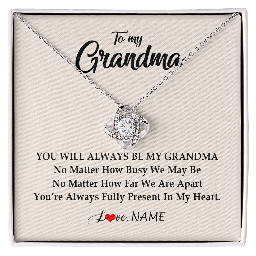 Love Knot Necklace | Personalized Grandma Necklace From Grandkids Granddaughter Grandson You're Always In My Heart Grandma Birthday Mothers Day Customized Gift Box Message Card | siriusteestore