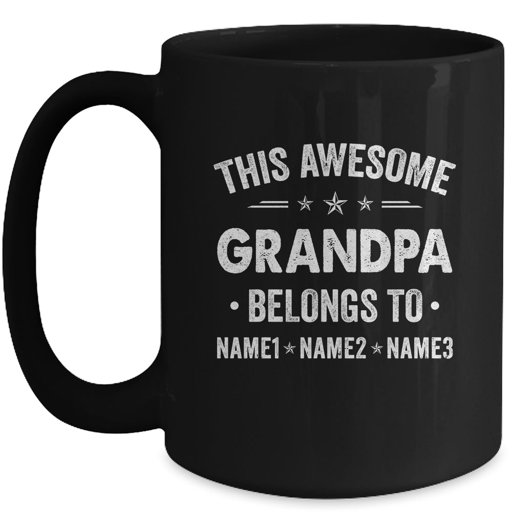 Personalized Grandpa Custom Kids Name This Awesome Grandpa Belongs To Grandpa Fathers Day Birthday Christmas Mug | siriusteestore
