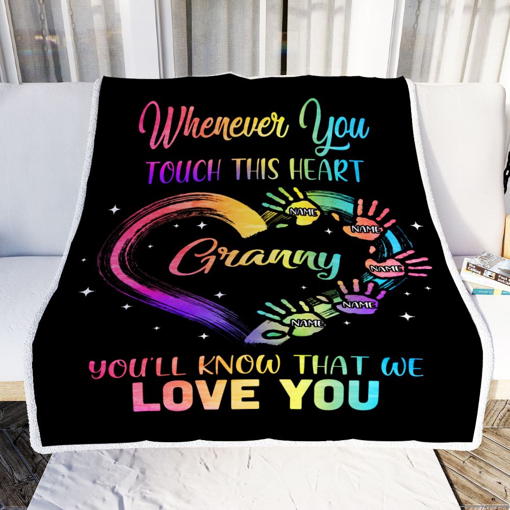Personalized Granny Blanket From Grandkids Granddaughter Grandson We Love You Grandparent Granny Birthday Mothers Day Christmas Bed Fleece Throw Blanket | siriusteestore