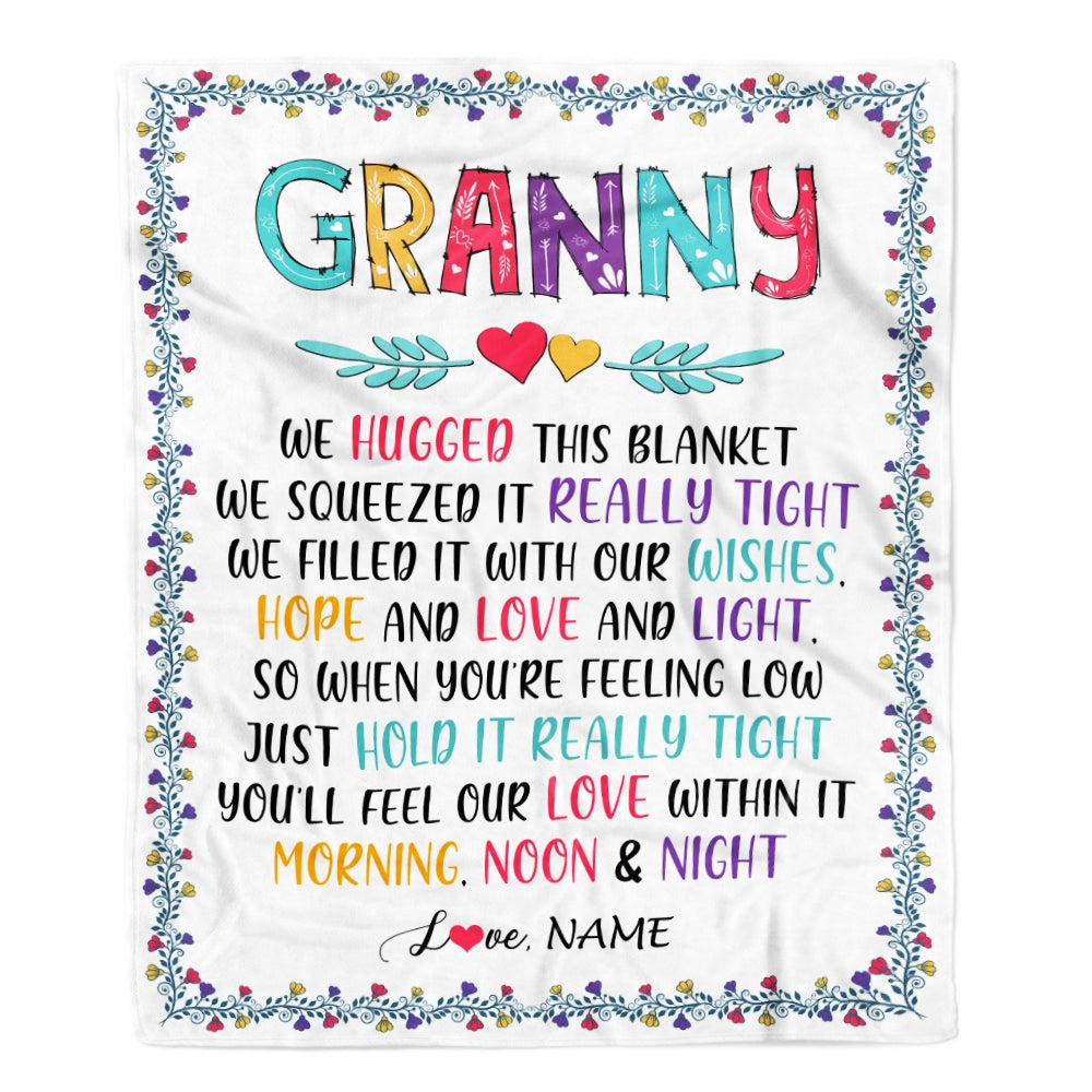 Personalized Granny Blanket From Grandkids We Hugged This Blanket Granny Birthday Mothers Day Christmas Customized Fleece Blanket | siriusteestore