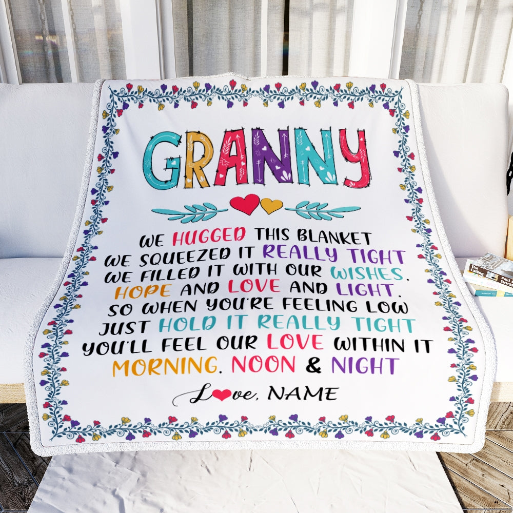 Personalized Granny Blanket From Grandkids We Hugged This Blanket Granny Birthday Mothers Day Christmas Customized Fleece Blanket | siriusteestore