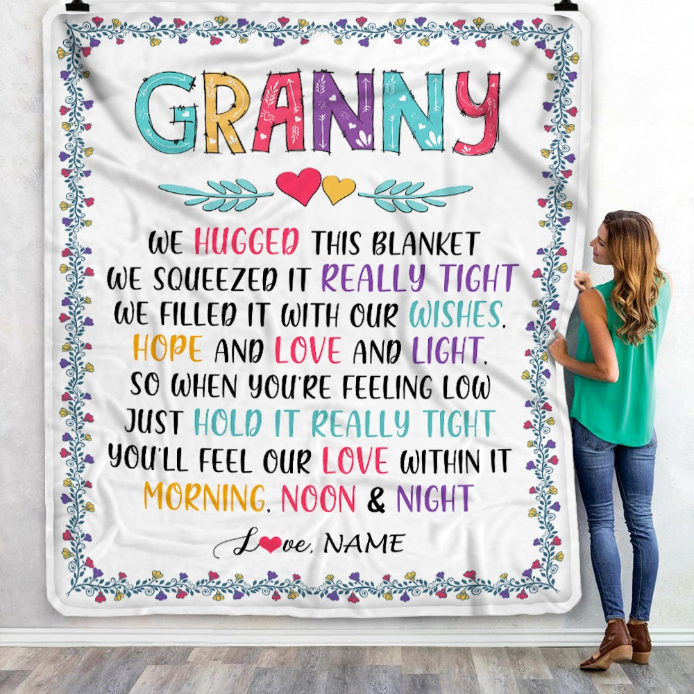 Personalized Granny Blanket From Grandkids We Hugged This Blanket Granny Birthday Mothers Day Christmas Customized Fleece Blanket | siriusteestore