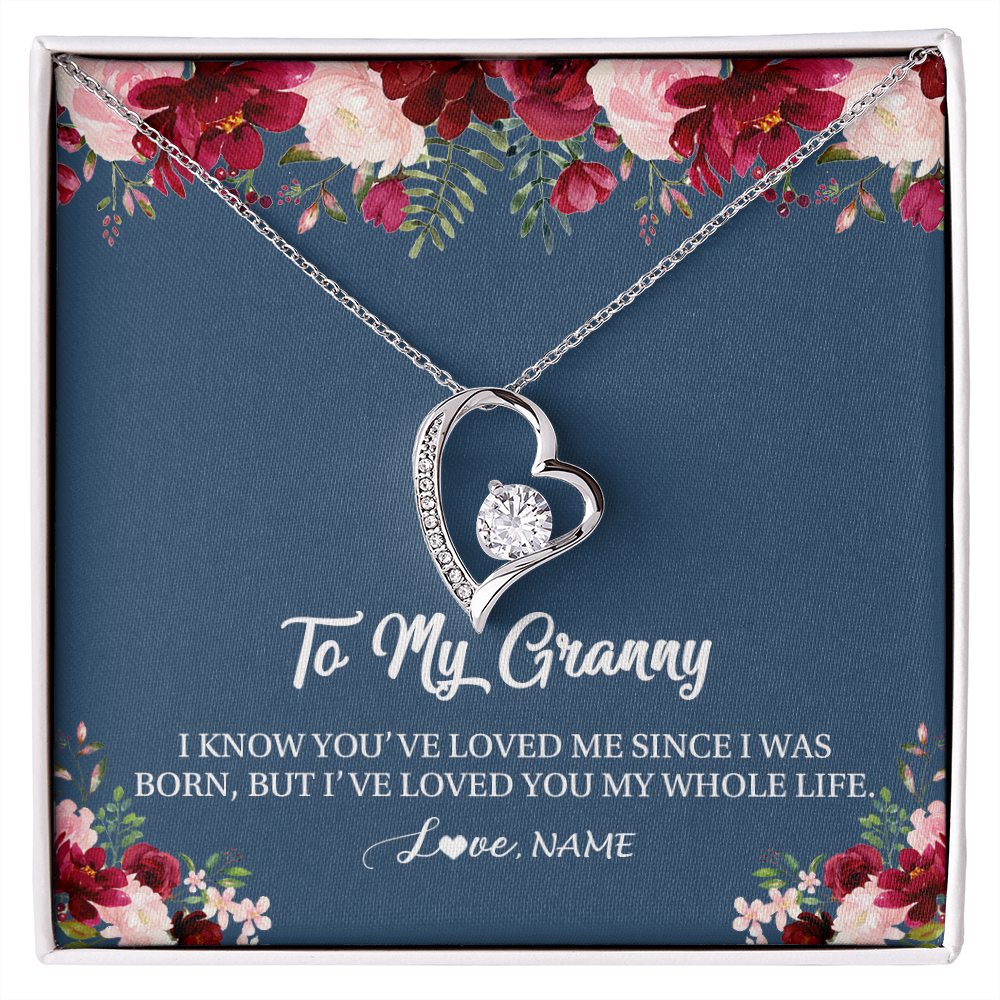 Forever Love Necklace | Personalized Granny Necklace From Grandkids Granddaughter Grandson I've Loved You My Whole Life Floral Granny Birthday Mothers Day Christmas Customized Message Card | siriusteestore