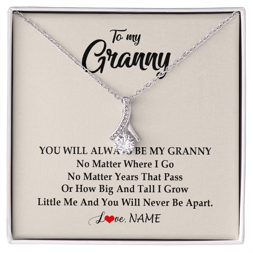 Alluring Beauty Necklace | Personalized Granny Necklace From Grandkids Granddaughter Grandson You Will Always Be My Granny Birthday Mothers Day Christmas Customized Gift Box Message Card | siriusteestore