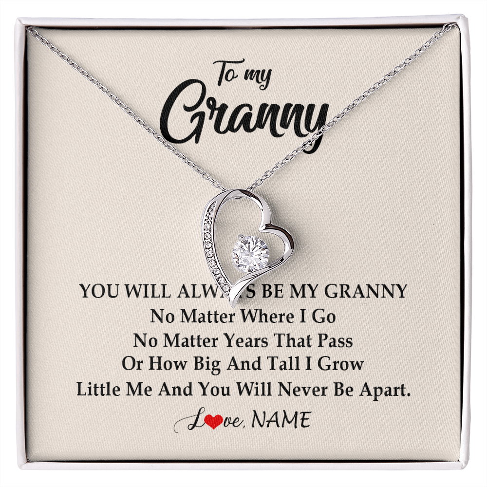 Forever Love Necklace | Personalized Granny Necklace From Grandkids Granddaughter Grandson You Will Always Be My Granny Birthday Mothers Day Christmas Customized Gift Box Message Card | siriusteestore