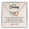 Interlocking Hearts Necklace | Personalized Granny Necklace From Grandkids Granddaughter Grandson You're Always In My Heart Granny Birthday Mothers Day Customized Gift Box Message Card | siriusteestore