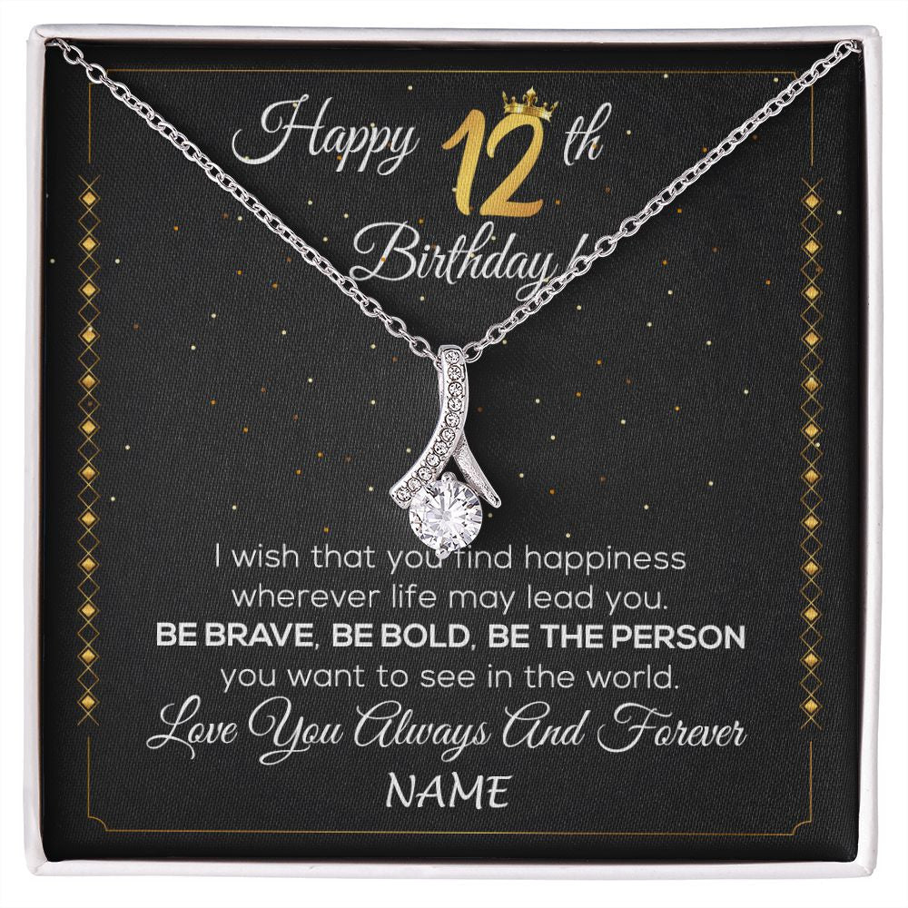 Alluring Beauty Necklace | Personalized Happy 12Th Birthday Necklace For Her Girls Daughter Niece Sister Goddaughter Granddaughter 12 Year Old Birthday Customized Gift Box Message Card | siriusteestore