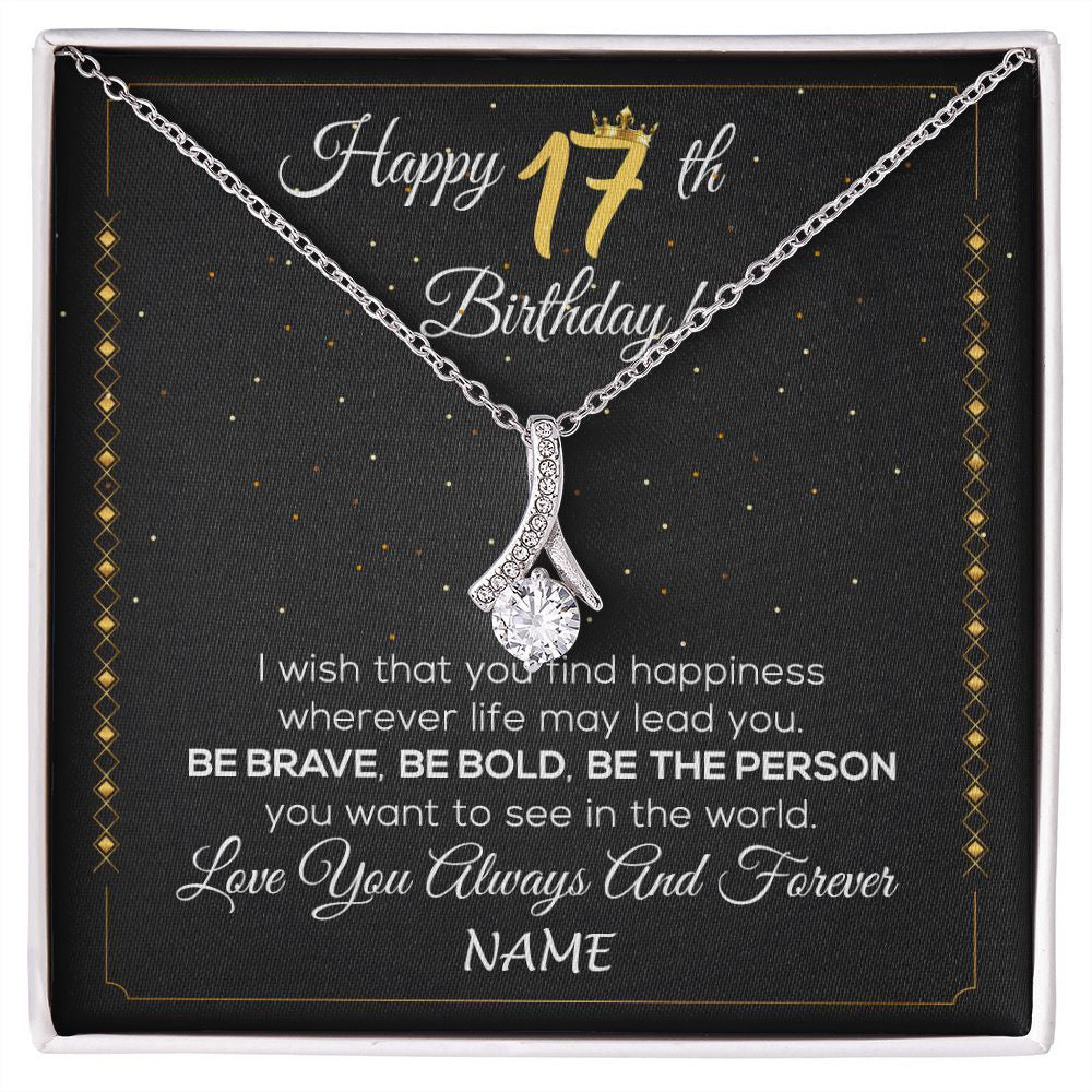 Alluring Beauty Necklace | Personalized Happy 17Th Birthday Necklace For Her Girls Daughter Niece Sister Goddaughter Granddaughter 17 Year Old Birthday Customized Gift Box Message Card | siriusteestore