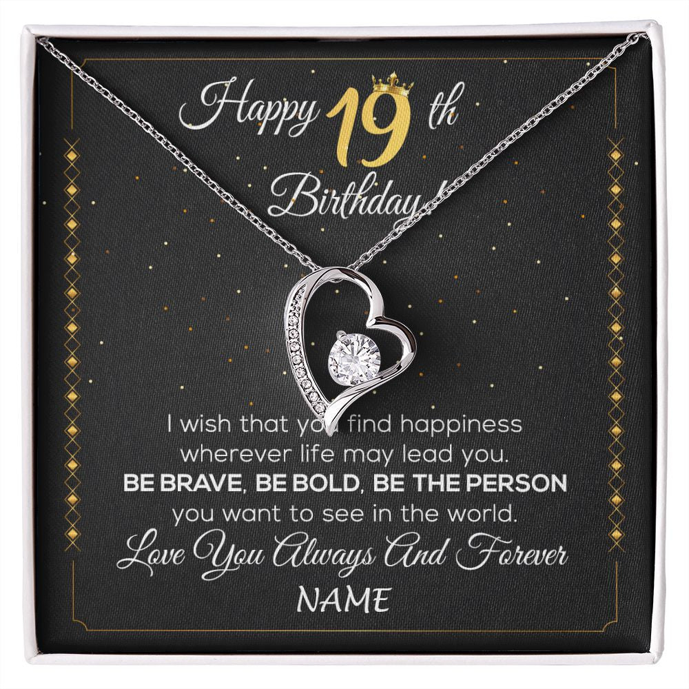 Forever Love Necklace | Personalized Happy 19Th Birthday Necklace For Her Girls Daughter Niece Sister Goddaughter Granddaughter 19 Year Old Birthday Customized Gift Box Message Card | siriusteestore