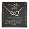 Interlocking Hearts Necklace | Personalized Happy 22Th Birthday Necklace For Her Girls Daughter Niece Sister Goddaughter Granddaughter 22 Year Old Birthday Customized Gift Box Message Card | siriusteestore