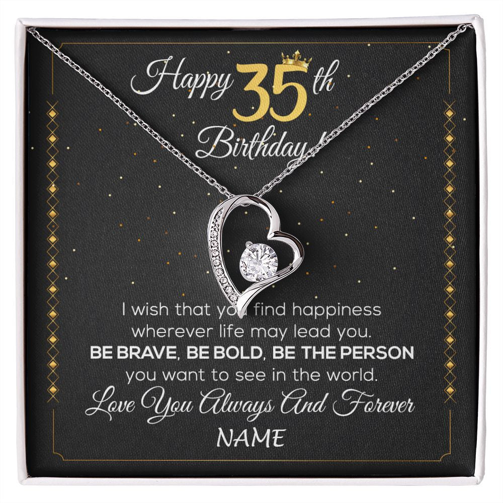 Forever Love Necklace | Personalized Happy 35Th Birthday Necklace For Her Girls Daughter Niece Sister Goddaughter Granddaughter 35 Year Old Birthday Customized Gift Box Message Card | siriusteestore