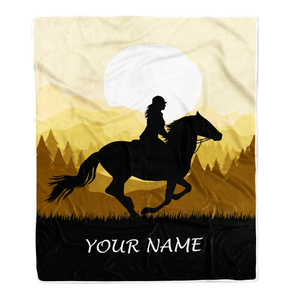 Personalized Horse Blanket Rider Countryside Custom Name Landscape Equestrian Sport For Daughter Girl Women Birthday Christmas Customized Fleece Blanket | siriusteestore