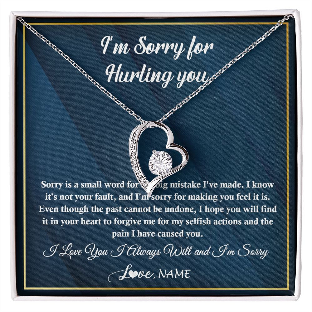 Forever Love Necklace | Personalized I'M Sorry Apology Necklace For Wife Girlfriend Forgive Me Sorry Gift Friend Partner Apology Pendant Jewelry Customized Gift Box Message Card | siriusteestore