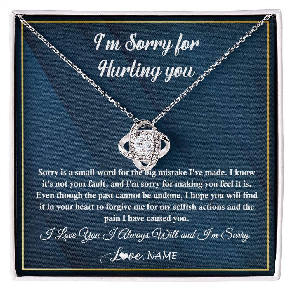 Love Knot Necklace | Personalized I'M Sorry Apology Necklace For Wife Girlfriend Forgive Me Sorry Gift Friend Partner Apology Pendant Jewelry Customized Gift Box Message Card | siriusteestore