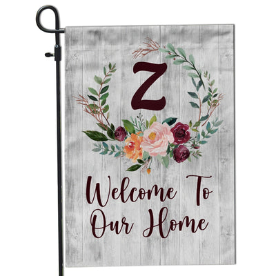 Personalized Initial Letter Monogram House Welcome to Our Home Flag Hello Spring Flowers Summer Warming | siriusteestore