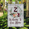 Personalized Initial Letter Monogram House Welcome to Our Home Flag Hello Spring Flowers Summer Warming | siriusteestore