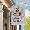 Personalized Initial Letter Monogram House Welcome to Our Home Flag Hello Spring Flowers Summer Warming | siriusteestore