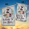 Personalized Initial Letter Monogram House Welcome to Our Home Flag Hello Spring Flowers Summer Warming | siriusteestore