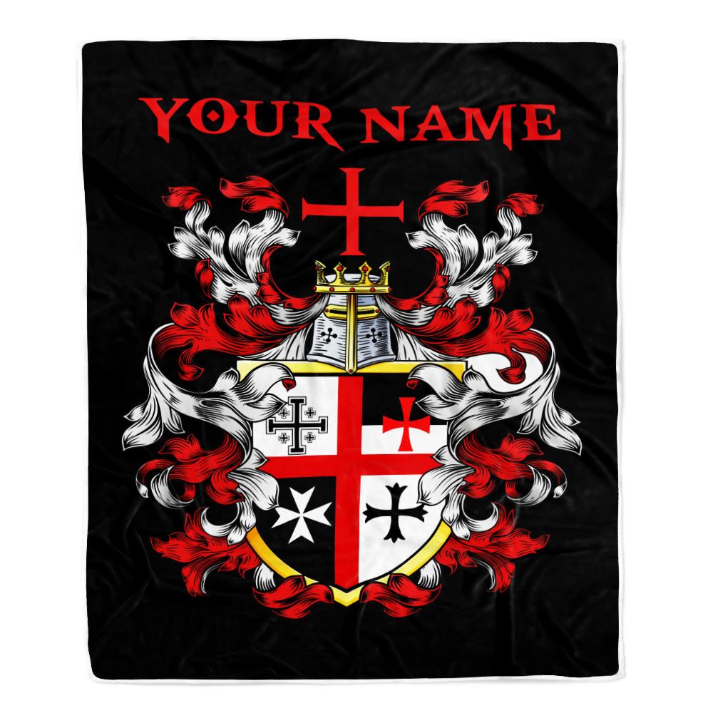 Personalized Knights Templar Blanket Custom Name Cross For Men Husband Dad Son Birthday Christmas Customized Bed Fleece Throw Blanket | siriusteestore