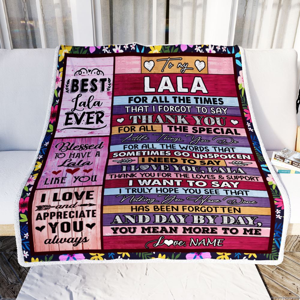 Personalized Lala Blanket From Granddaughter Grandson Thank You For The Love Lala Mothers Day Birthday Christmas Customized Bed Fleece Throw Blanket | siriusteestore