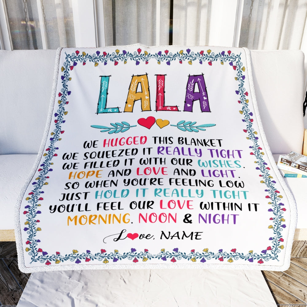 Personalized Lala Blanket From Grandkids We Hugged This Blanket Lala Birthday Mothers Day Christmas Customized Fleece Blanket | siriusteestore