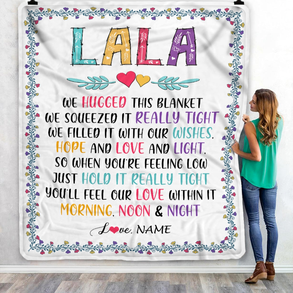 Personalized Lala Blanket From Grandkids We Hugged This Blanket Lala Birthday Mothers Day Christmas Customized Fleece Blanket | siriusteestore