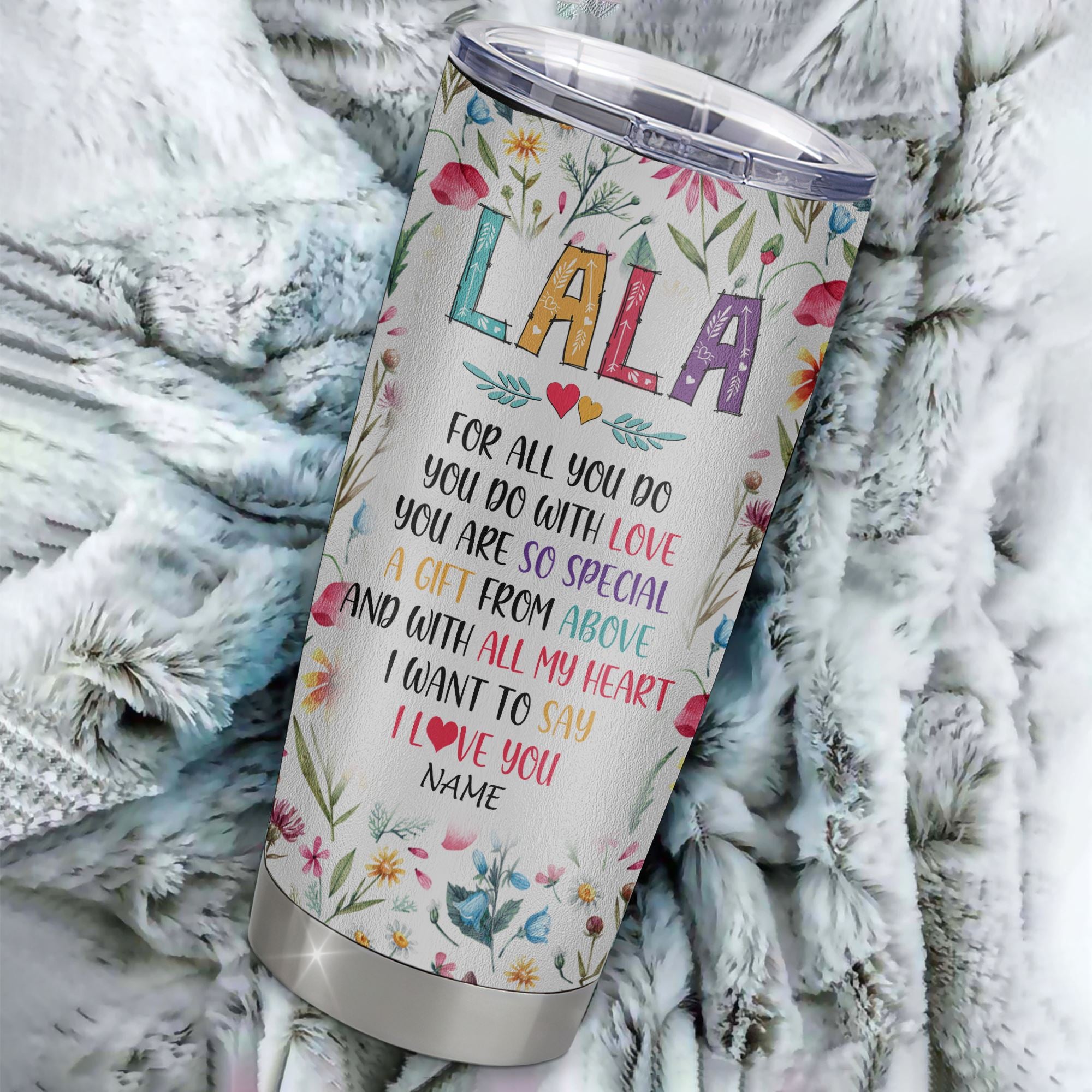 Personalized Lala From Granddaughter Grandson Grandchildren Stainless Steel Tumbler Cup You Are So Special I Love You Lala Mothers Day Birthday Christmas Travel Mug | siriusteestore