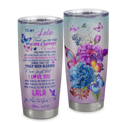 Personalized Lala From Granddaughter Grandson Stainless Steel Tumbler Cup Thank You Never Forget I Love You Lala Mothers Day Birthday Christmas Travel Mug | siriusteestore