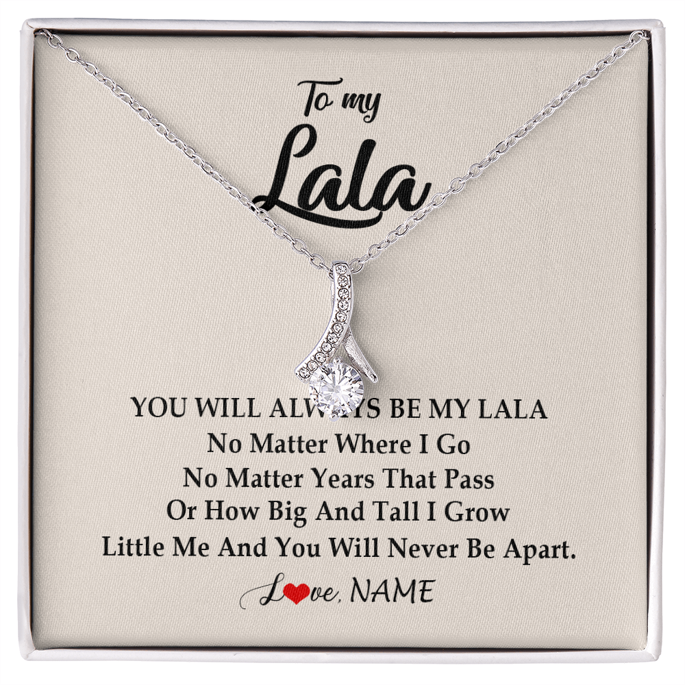 Alluring Beauty Necklace | Personalized Lala Necklace From Grandkids Granddaughter Grandson You Will Always Be My Lala Birthday Mothers Day Christmas Customized Gift Box Message Card | siriusteestore