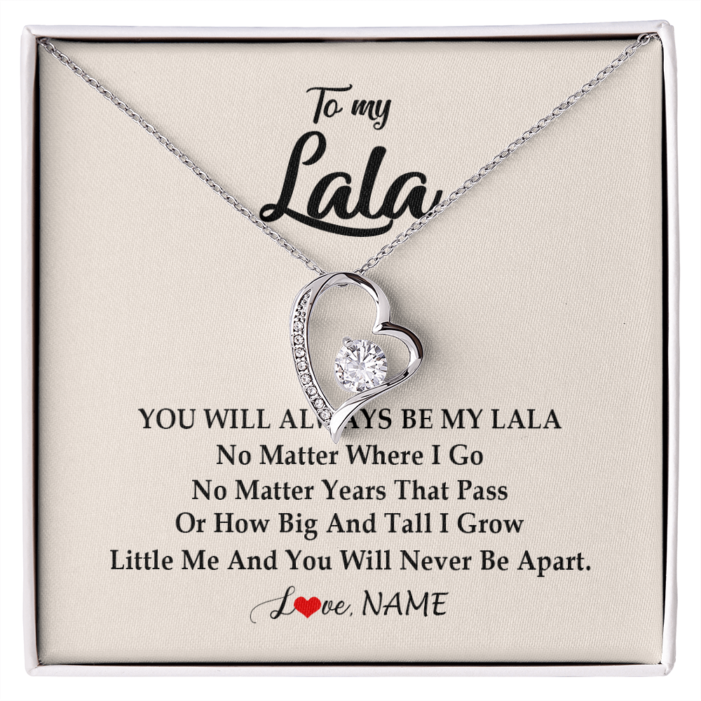 Forever Love Necklace | Personalized Lala Necklace From Grandkids Granddaughter Grandson You Will Always Be My Lala Birthday Mothers Day Christmas Customized Gift Box Message Card | siriusteestore