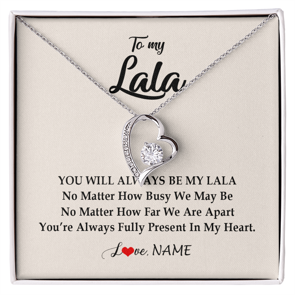 Forever Love Necklace | Personalized Lala Necklace From Grandkids Granddaughter Grandson You're Always In My Heart Lala Birthday Mothers Day Christmas Customized Gift Box Message Card | siriusteestore