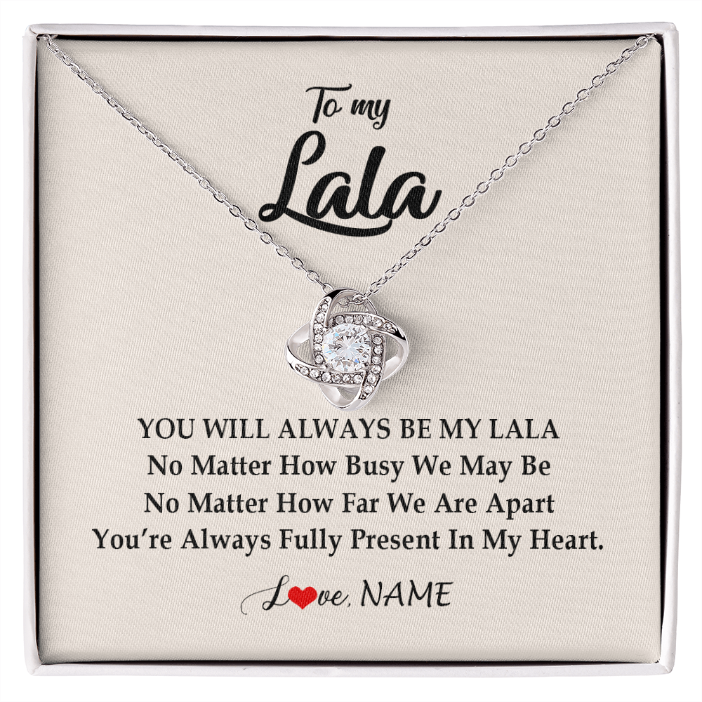 Love Knot Necklace | Personalized Lala Necklace From Grandkids Granddaughter Grandson You're Always In My Heart Lala Birthday Mothers Day Christmas Customized Gift Box Message Card | siriusteestore