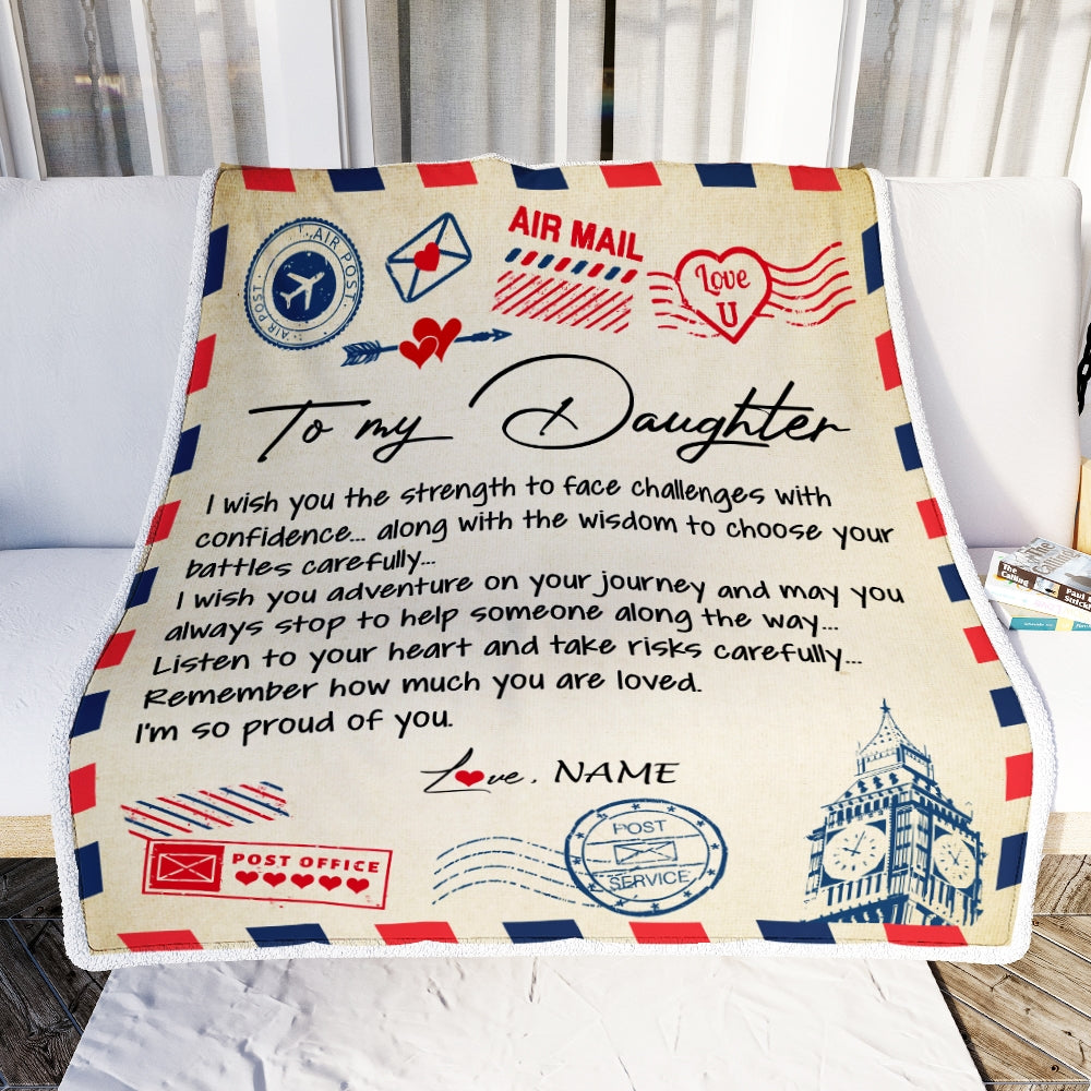Personalized Letter Blanket To My Daughter From Mom Dad I'm So Proud Of You Daughter Birthday Christmas Thanksgiving Graduation Customized Fleece Blanket | siriusteestore