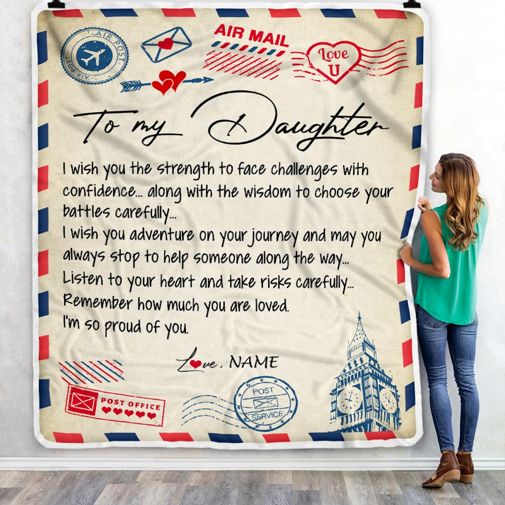 Personalized Letter Blanket To My Daughter From Mom Dad I'm So Proud Of You Daughter Birthday Christmas Thanksgiving Graduation Customized Fleece Blanket | siriusteestore