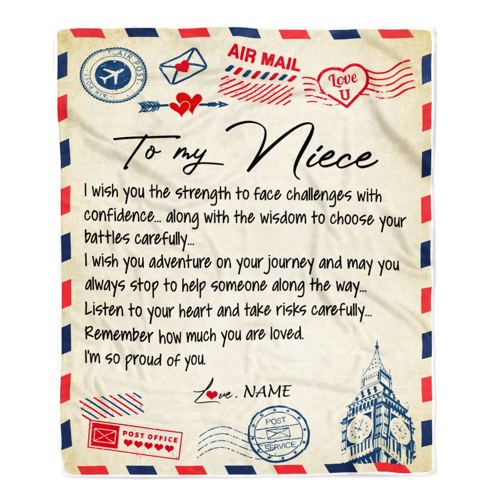 Personalized Letter Blanket To My Niece From Aunt Auntie Uncle I'm So Proud Of You Niece Birthday Christmas Thanksgiving Graduation Customized Fleece Blanket | siriusteestore
