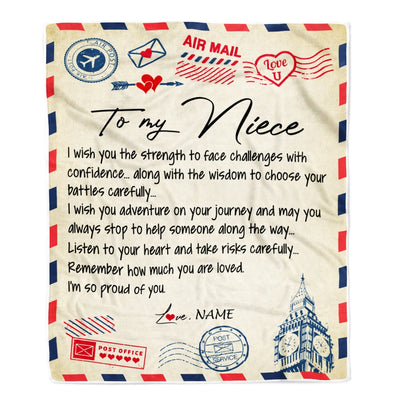 Personalized Letter Blanket To My Niece From Aunt Auntie Uncle I'm So Proud Of You Niece Birthday Christmas Thanksgiving Graduation Customized Fleece Blanket | siriusteestore
