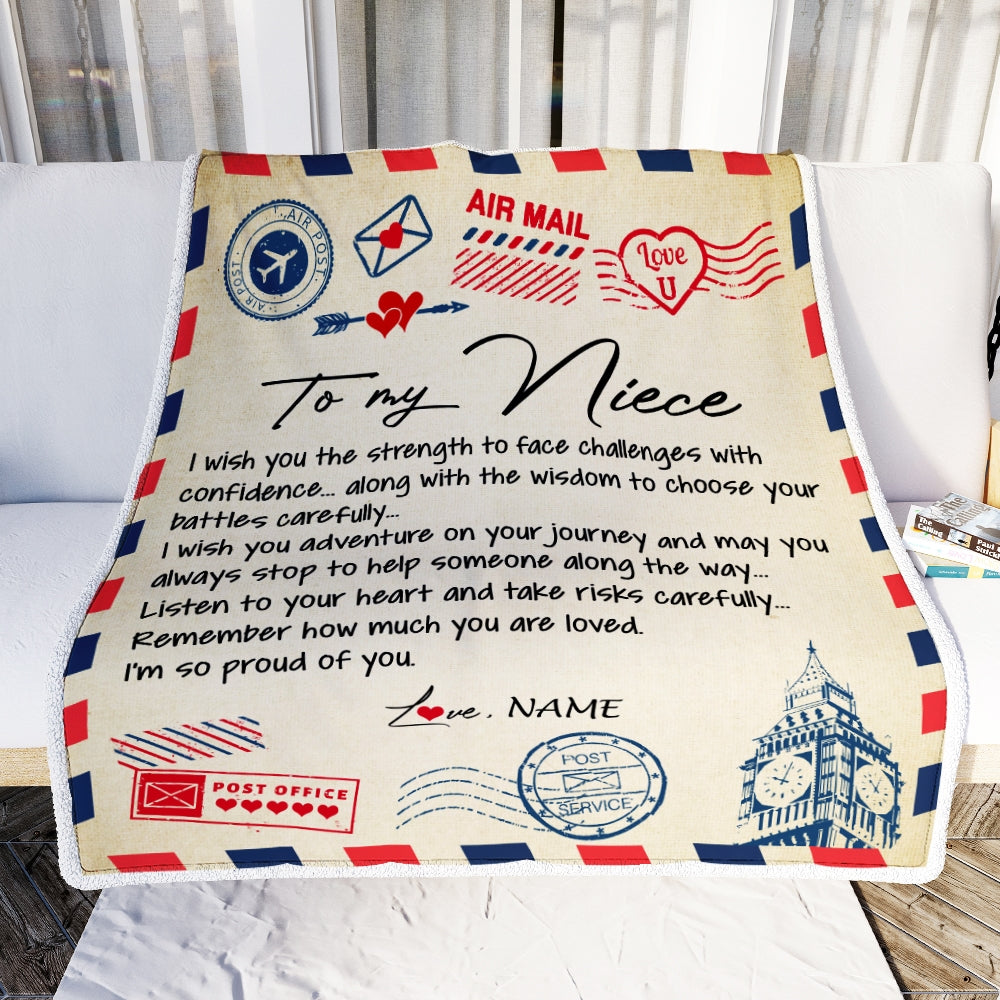 Personalized Letter Blanket To My Niece From Aunt Auntie Uncle I'm So Proud Of You Niece Birthday Christmas Thanksgiving Graduation Customized Fleece Blanket | siriusteestore