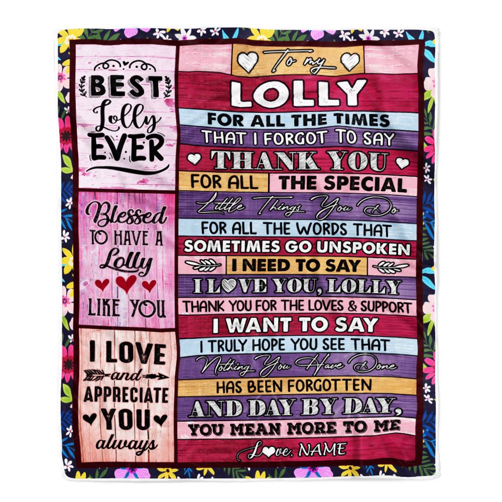 Personalized Lolly Blanket From Granddaughter Grandson Thank You For The Love Lolly Mothers Day Birthday Christmas Customized Bed Fleece Throw Blanket | siriusteestore